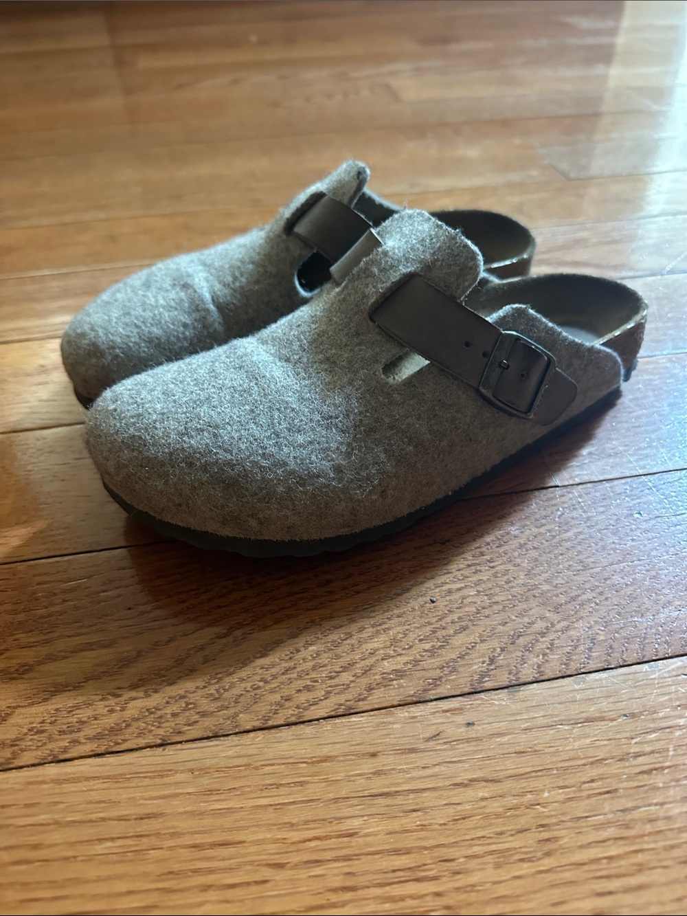 Birkenstock size 38 Boston BS Light Grey Wool-Blend Clog EUC